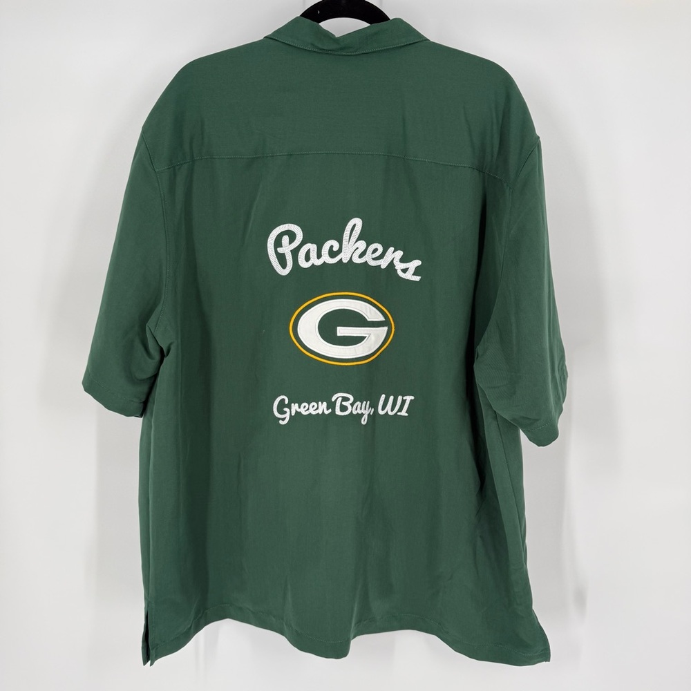 Green Bay Packers Button Up Camp Bowling Shirt NFL Apparel Embroidered Logo XXL - Picture 7 of 13